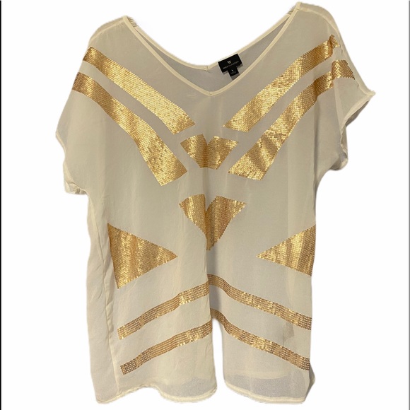 🌸Worthington Sheer Cap Sleeve Top Size Large - Picture 2 of 5